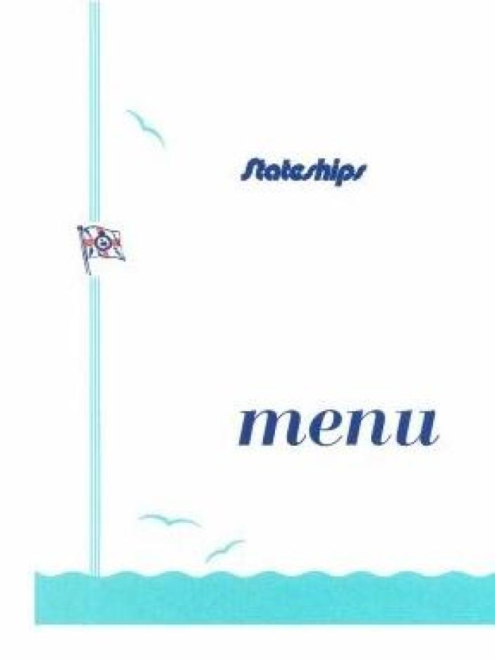 Menu from Stateships MV Pilbara